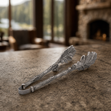 Pewter Oak Leaf Pattern Ice / Bread Tongs