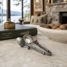 Pewter Acorn Pattern Nut / Sugar Tongs