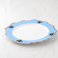 Bee Bone China Dinner Plate Blue with Gold Rim
