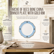 Bee Bone China Dinner Plate Blue with Gold Rim