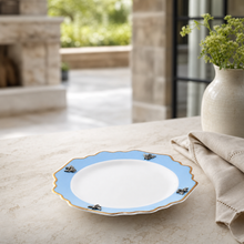 Bee Bone China Dessert / Salad Plate Blue with Gold Rim