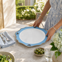 Bee Bone China Charger Blue with Gold Rim