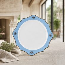 Bee Bone China Charger Blue with Gold Rim