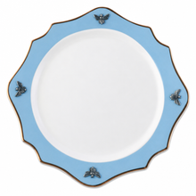 Bee Bone China Charger Blue with Gold Rim
