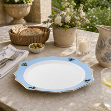Bee Bone China Charger Blue with Gold Rim