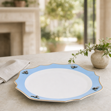 Bee Bone China Charger Blue with Gold Rim