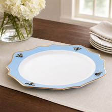 Bee Bone China Charger Blue with Gold Rim