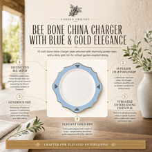 Bee Bone China Charger Blue with Gold Rim