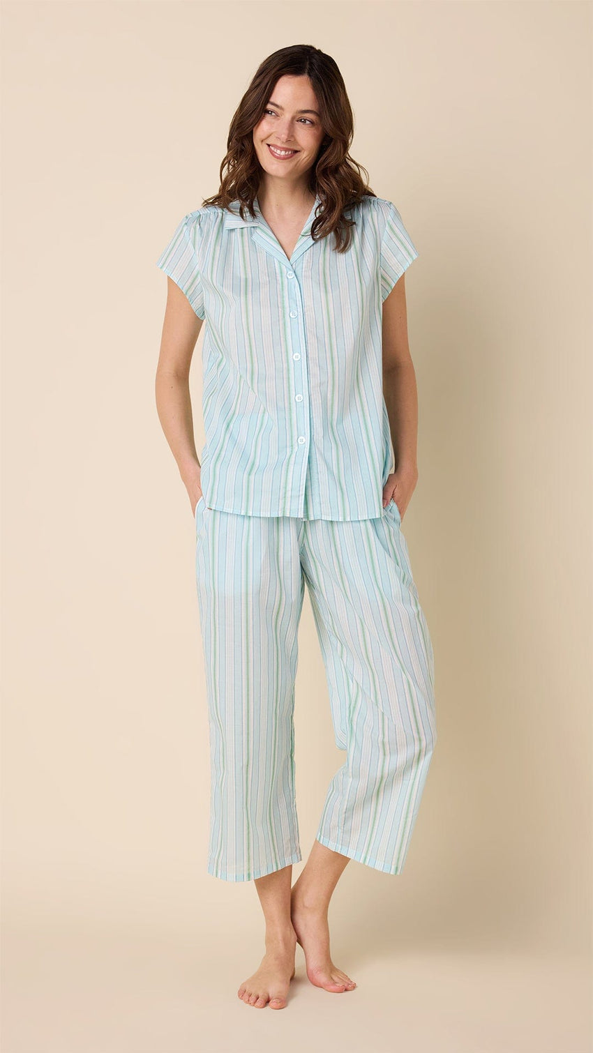 Nantucket Stripe Stripe Voile Capri