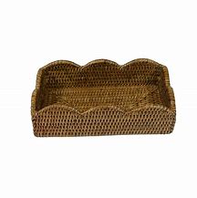 Rattan Scalloped Guest Towel Holder-Natural