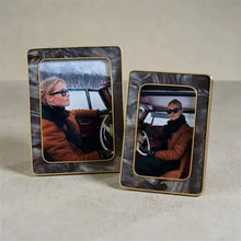 Marbled Hazel Resin Photo Frame w/Antigue Brass Tr Collection