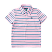 Boys' Short Sleeve Pro Performance Polo - Pink Frosting Sea Island Stripe