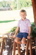 Boys' Short Sleeve Pro Performance Polo - Pink Frosting Sea Island Stripe