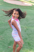 Girls' Sleeveless Pro Performance Polo Dress Sunset Stripe