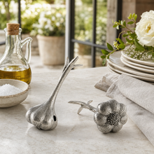 Pewter Garlic Salt & Pepper Set