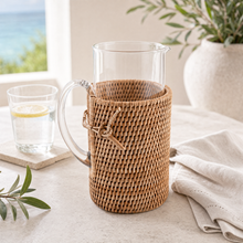 Glass Pitcher Hand Woven Wicker Natural Rattan Cover