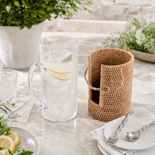 Glass Pitcher Hand Woven Wicker Natural Rattan Cover