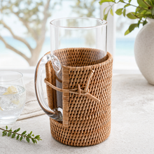 Glass Pitcher Hand Woven Wicker Natural Rattan Cover