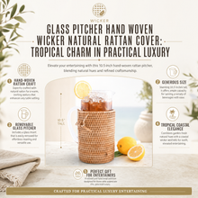 Glass Pitcher Hand Woven Wicker Natural Rattan Cover
