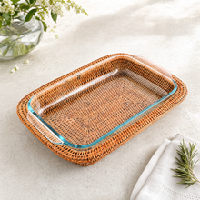 Hand Woven Rattan 3qt Rectangular Casserole Holder