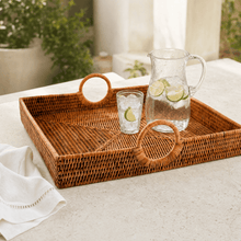 Hand Woven Wicker Rattan Large Square Tray