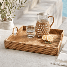 Hand Woven Wicker Rattan Large Square Tray