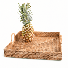 Hand Woven Wicker Rattan Large Square Tray