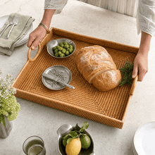 Hand Woven Wicker Rattan Large Square Tray