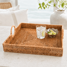 Hand Woven Wicker Rattan Large Square Tray