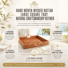 Hand Woven Wicker Rattan Large Square Tray