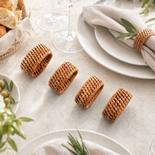 Hand Woven Rattan Napkin Ring - Set of 4
