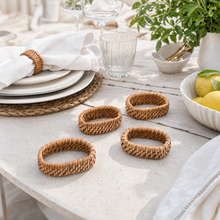 Hand Woven Rattan Napkin Ring - Set of 4