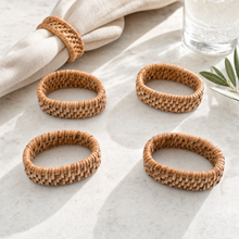 Hand Woven Rattan Napkin Ring - Set of 4