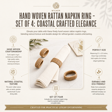 Hand Woven Rattan Napkin Ring - Set of 4