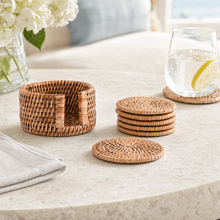 Hand Woven Rattan Wicker Coaster Set - 6 Coasters