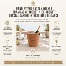 Hand Woven Rattan Wicker Champagne Bucket  / Ice Bucket