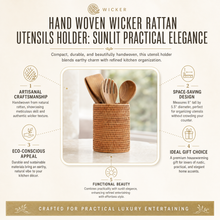 Hand Woven Wicker Rattan Utensils Holder