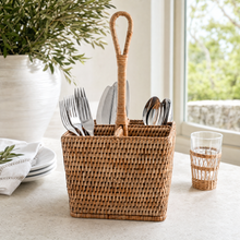 Hand Woven Rattan Wicker Flatware Caddy