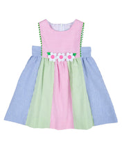Stripe Seersucker Dress With Flowers