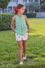 Scallop Halter Top- Green Hills Check