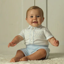 Jersey Smocked Top Short Set Blue