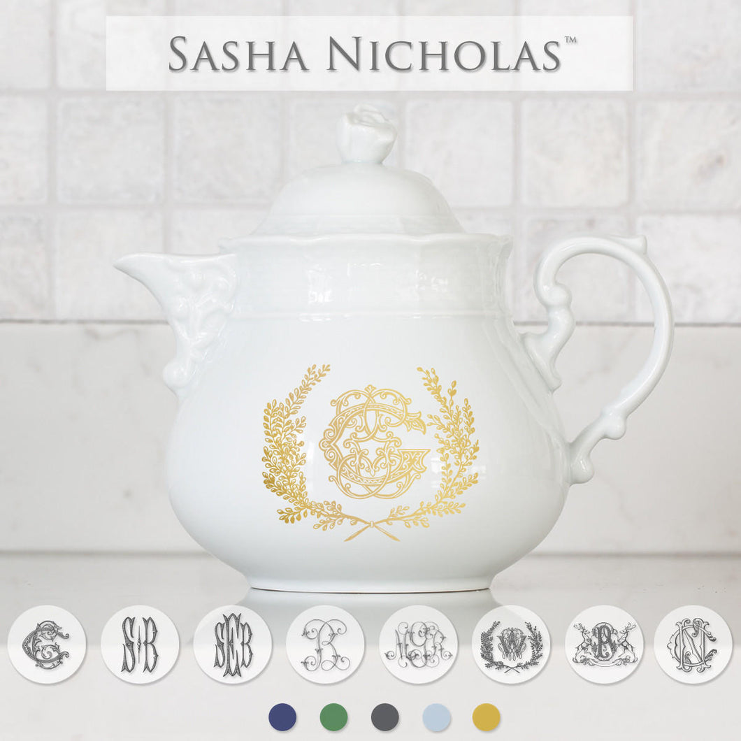 Weave Teapot w/ Monogram