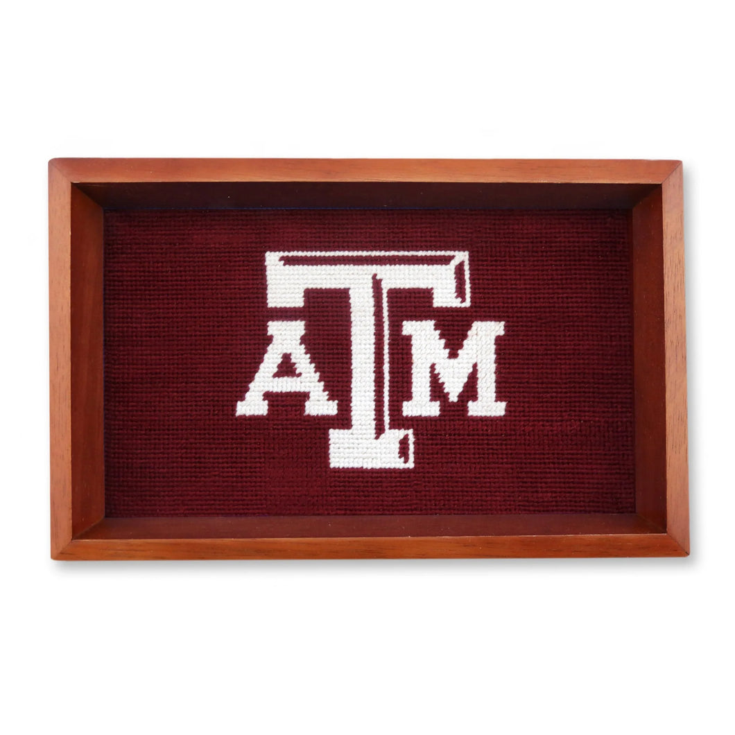 Texas A&M Valet Tray (Maroon) (Chestnut Wood)