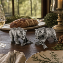Pewter Fishing Bear Salt & Pepper Set
