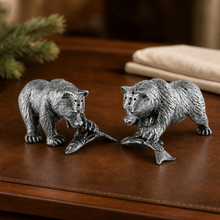 Pewter Fishing Bear Salt & Pepper Set