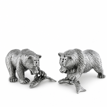 Pewter Fishing Bear Salt & Pepper Set