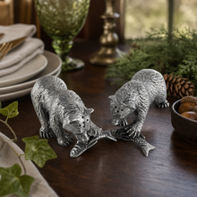 Pewter Fishing Bear Salt & Pepper Set