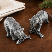 Pewter Fishing Bear Salt & Pepper Set