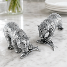 Pewter Fishing Bear Salt & Pepper Set