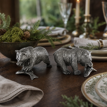 Pewter Fishing Bear Salt & Pepper Set